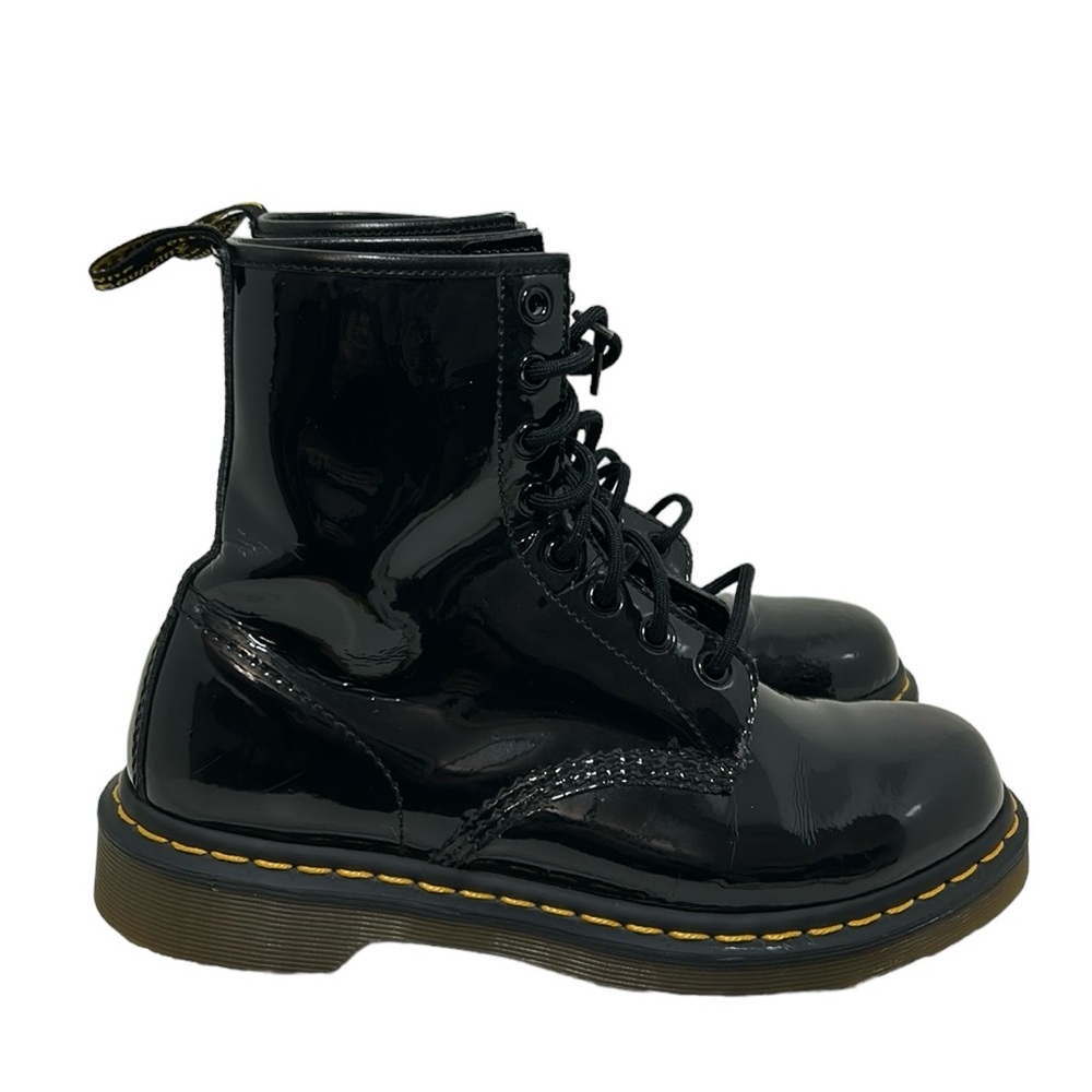 Dr. Martens 1460 W Patent Leather  Boots Womens Sz 8 L - Black Patent Lamper